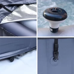 Spa Gonflable 2 Places Rond, Gonflage Automatique, Ozonateur, Couvercle Et Tapis -Sweeek spanestr2 dd3f3925ff0fda9af72a2574f3132e8c