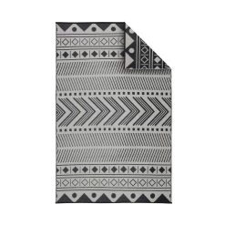 Tapis Extérieur Rectangulaire Motif Ethnique Noir/beige