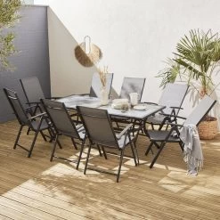 Table De Jardin Aluminium, 8 Chaises