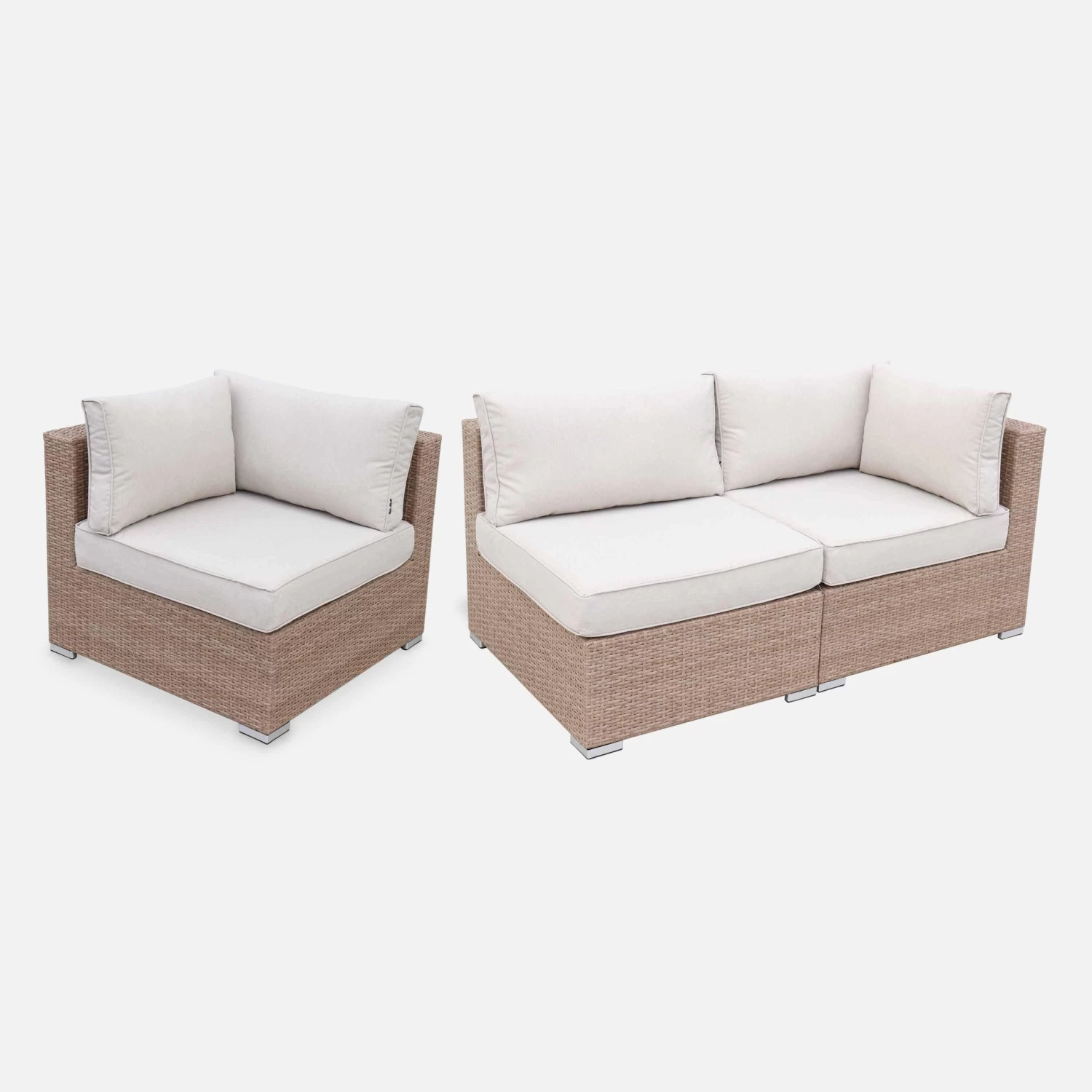 Salon De Jardin Résine Tressée 8 à 10 Places Couleur : Beige / Beige 5 Salon De Jardin Résine Tressée 8 à 10 Places Couleur : Beige / Beige – Image 5