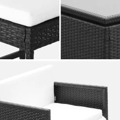 Table De Jardin Encastrable Résine Tressée 6 Chaises, 4 Poufs Couleur : Noir / Ecru -Sweeek wk6cubepfbk 5363bf8af90545d891f2f27259040159