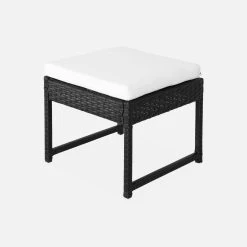 Table De Jardin Encastrable Résine Tressée 6 Chaises, 4 Poufs Couleur : Noir / Ecru -Sweeek wk6cubepfbk 9aba7b46ecc67da685ba738a6a6a3572