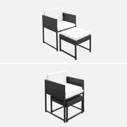 Table De Jardin Encastrable Résine Tressée 6 Chaises, 4 Poufs Couleur : Noir / Ecru -Sweeek wk6cubepfbk afc27f78a8da28355d6e9cd0db3ac5b8