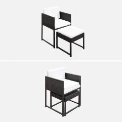 Table De Jardin Encastrable Résine Tressée 8 Chaises, 4 Poufs Couleur : Marron / Ecru -Sweeek wk8cubepfbn 41da041a561e13f8621a40ccf5cda5e6