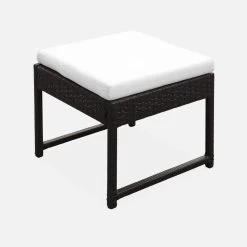 Table De Jardin Encastrable Résine Tressée 8 Chaises, 4 Poufs Couleur : Marron / Ecru -Sweeek wk8cubepfbn 515a21bf5bbf16be70b958ae93b14245