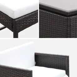 Table De Jardin Encastrable Résine Tressée 8 Chaises, 4 Poufs Couleur : Marron / Ecru -Sweeek wk8cubepfbn f552d711d31bac730314391c6db0dcf8