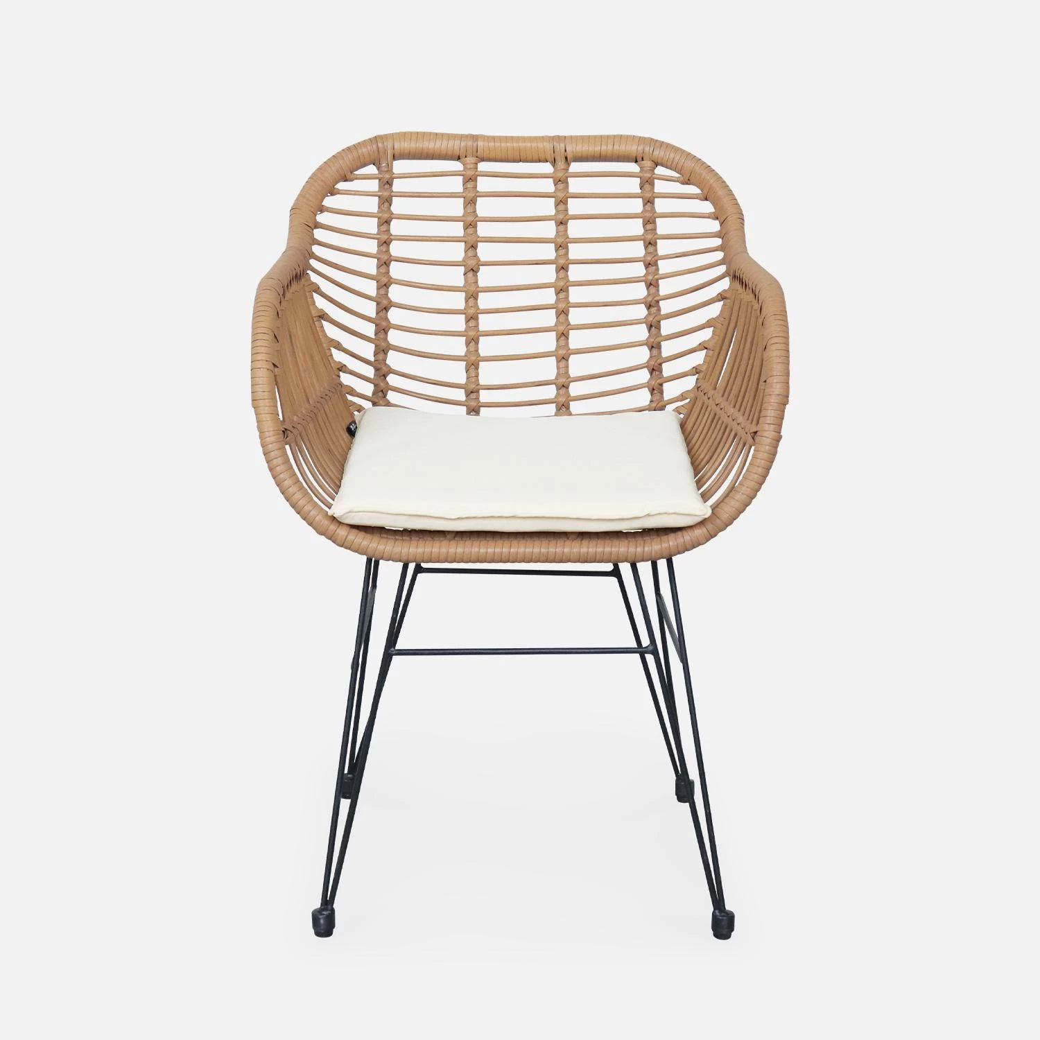 Fauteuil Effet Rotin Résine Et Métal (lot De 2) 6 Fauteuil Effet Rotin Résine Et Métal (lot De 2) – Image 6