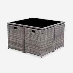 Table De Jardin Encastrable Résine Tressée, 8 Fauteuils Couleur : Nuances De Gris / Gris Chiné -Sweeek wkdgcube8mxgy 3f71b60932d8e955f7791841088acbe9