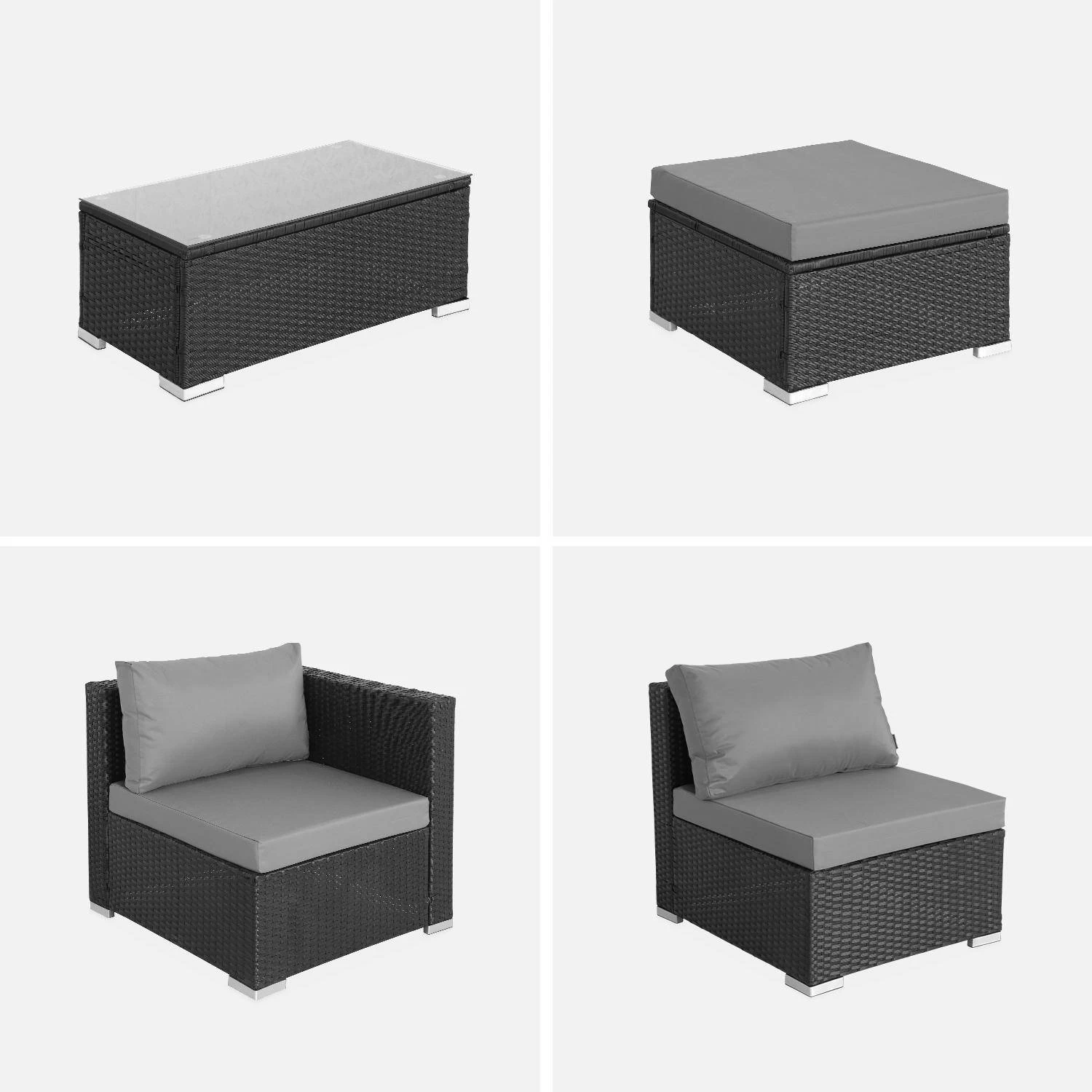 Salon De Jardin Résine 4 Places Couleur : Noir / Gris 3 Salon De Jardin Résine 4 Places Couleur : Noir / Gris – Image 3