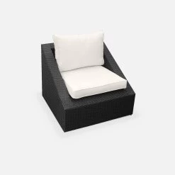 Salon De Jardin Triangle Résine Tressée 2 Places Couleur : Noir / Ecru -Sweeek wktrianglebk 7bf39ff930ded704688d3d4cf22d053b
