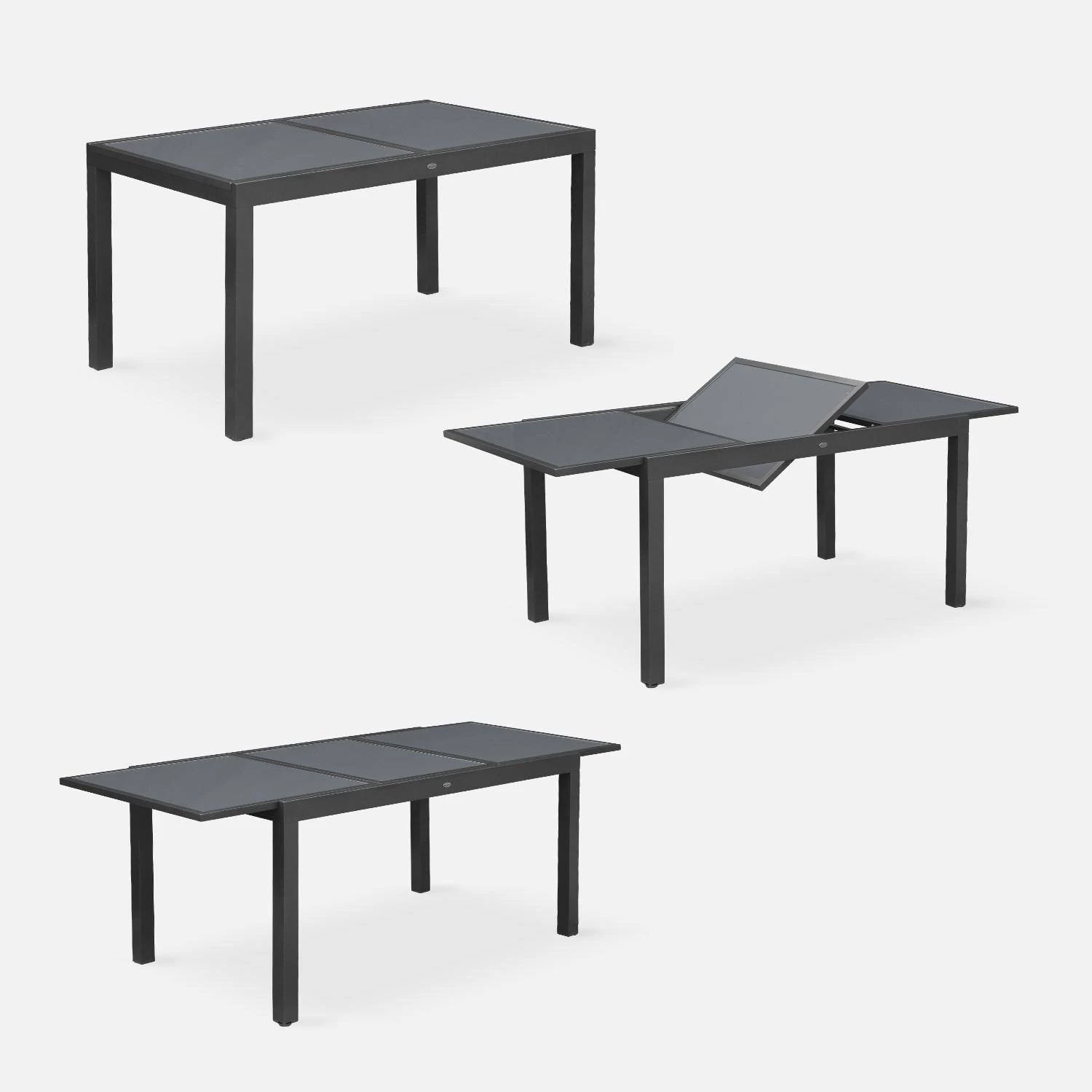 Table De Jardin Extensible Aluminium, 6 Chaises Couleur : Gris / Gris Taupe 4 Table De Jardin Extensible Aluminium, 6 Chaises Couleur : Gris / Gris Taupe – Image 4