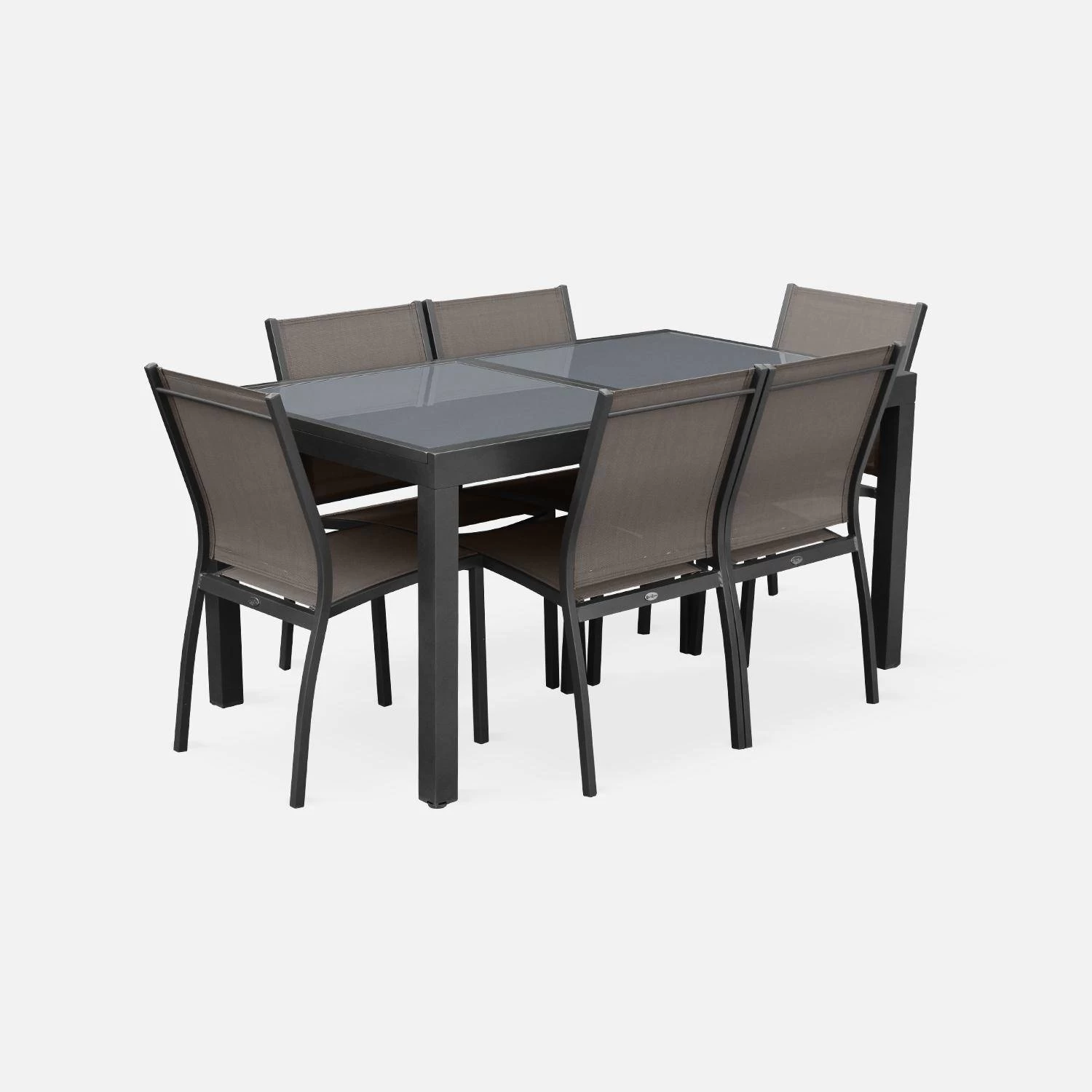 Table De Jardin Extensible Aluminium, 6 Chaises Couleur : Gris / Gris Taupe 3 Table De Jardin Extensible Aluminium, 6 Chaises Couleur : Gris / Gris Taupe – Image 3