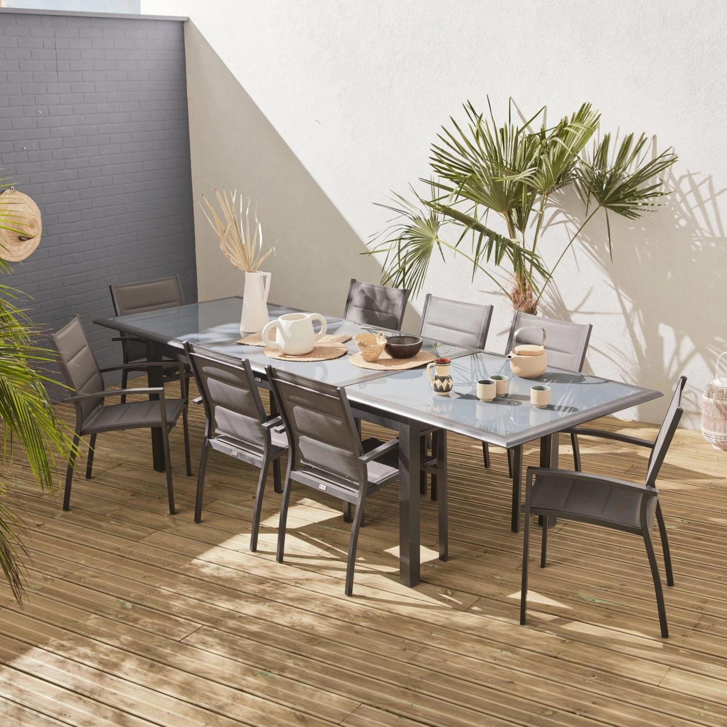 Table De Jardin Extensible Aluminium, 8 Chaises Couleur : Anthracite 1 Table De Jardin Extensible Aluminium, 8 Chaises Couleur : Anthracite