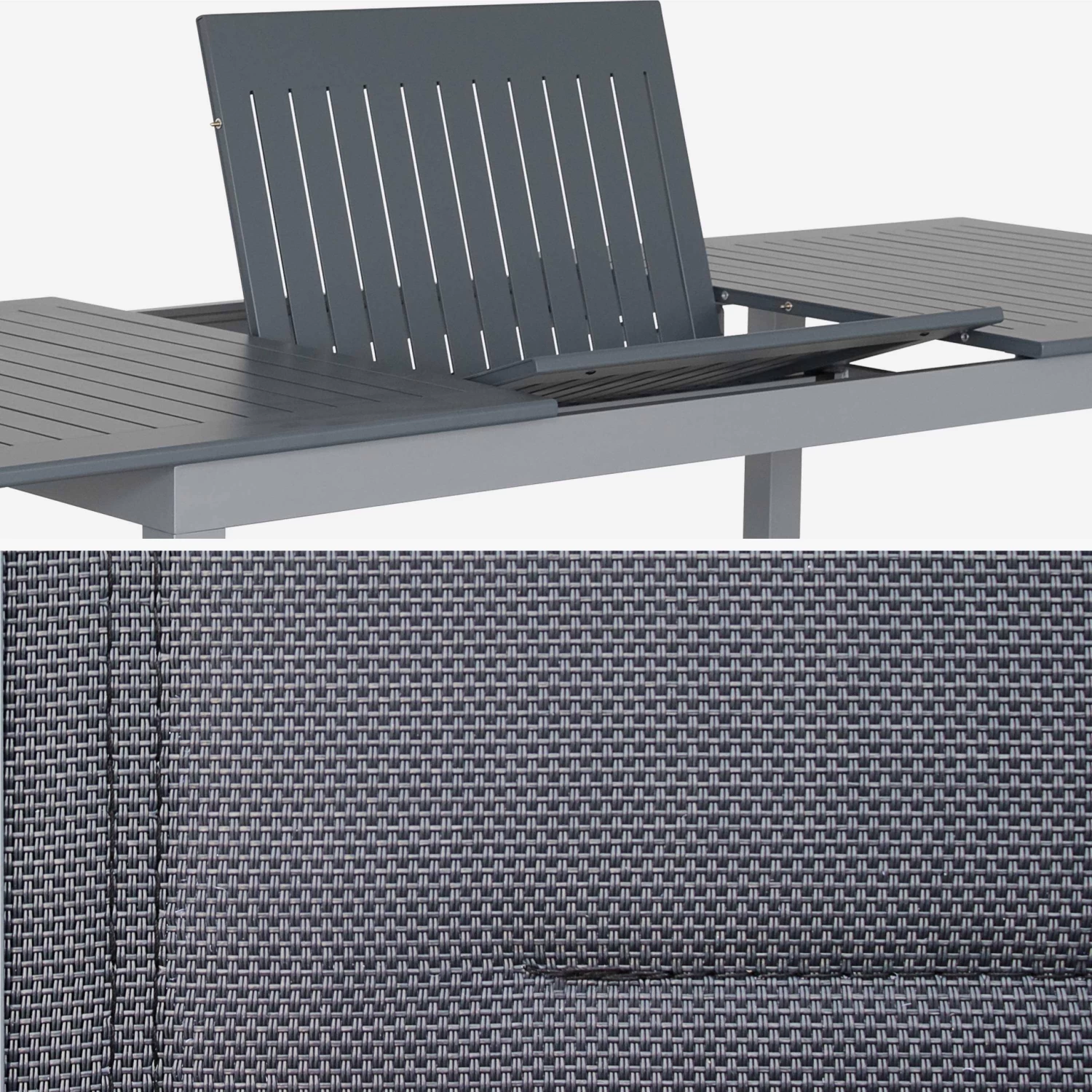 Table De Jardin Extensible Aluminium, 8 Chaises Couleur : Gris / Gris Foncé 6 Table De Jardin Extensible Aluminium, 8 Chaises Couleur : Gris / Gris Foncé – Image 6