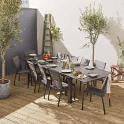 Table De Jardin Extensible Aluminium, 10 Chaises