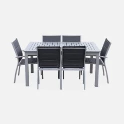 Table De Jardin Extensible Aluminium, 6 Chaises Couleur : Gris / Gris Foncé 10 Table De Jardin Extensible Aluminium, 6 Chaises Couleur : Gris / Gris Foncé -Sweeek xtsafm210r6at 0afa6fb1263686a02258fa736c7eaebc