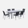 Table De Jardin Extensible Aluminium, 6 Chaises Couleur : Gris / Gris Foncé
