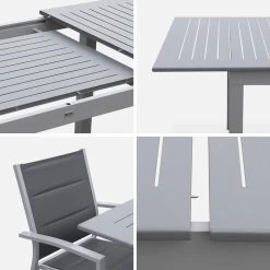 Table De Jardin Extensible Aluminium, 6 Chaises Couleur : Gris / Gris Foncé 15 Table De Jardin Extensible Aluminium, 6 Chaises Couleur : Gris / Gris Foncé -Sweeek xtsafm210r6at 807e046bcb5765ab554ff9e1a5bbbd9c