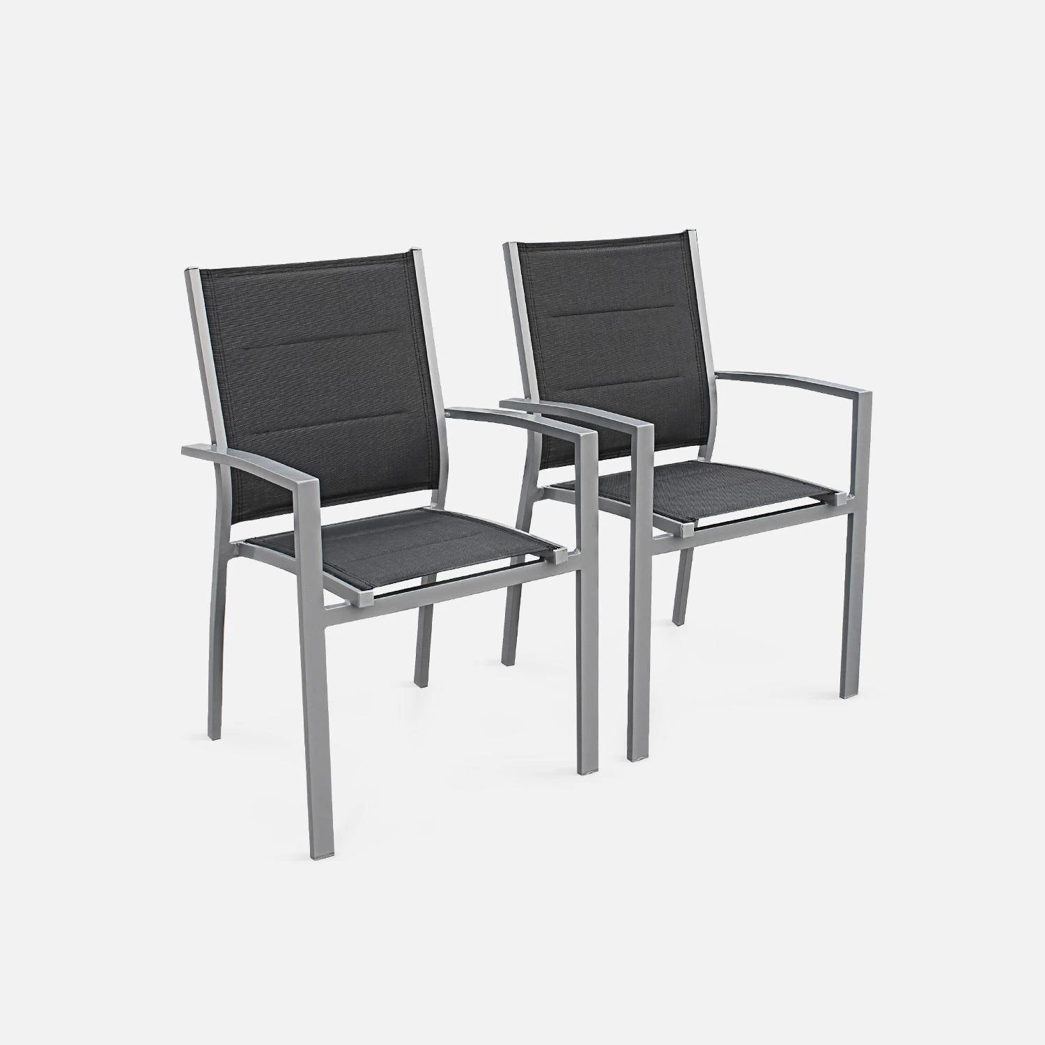 Table De Jardin Extensible Aluminium, 6 Chaises Couleur : Gris / Gris Foncé 6 Table De Jardin Extensible Aluminium, 6 Chaises Couleur : Gris / Gris Foncé – Image 6