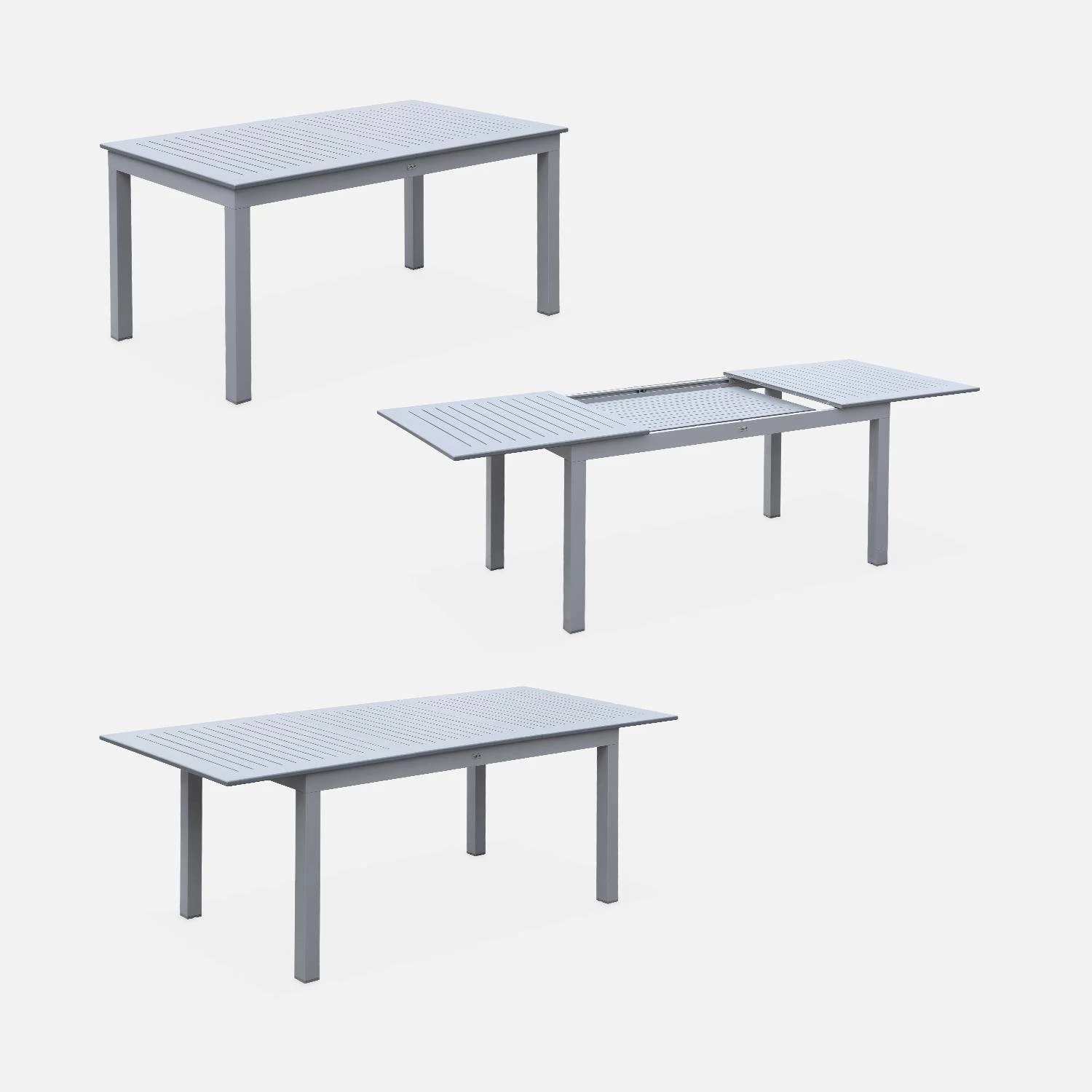 Table De Jardin Extensible Aluminium, 6 Chaises Couleur : Gris / Gris Foncé 4 Table De Jardin Extensible Aluminium, 6 Chaises Couleur : Gris / Gris Foncé – Image 4